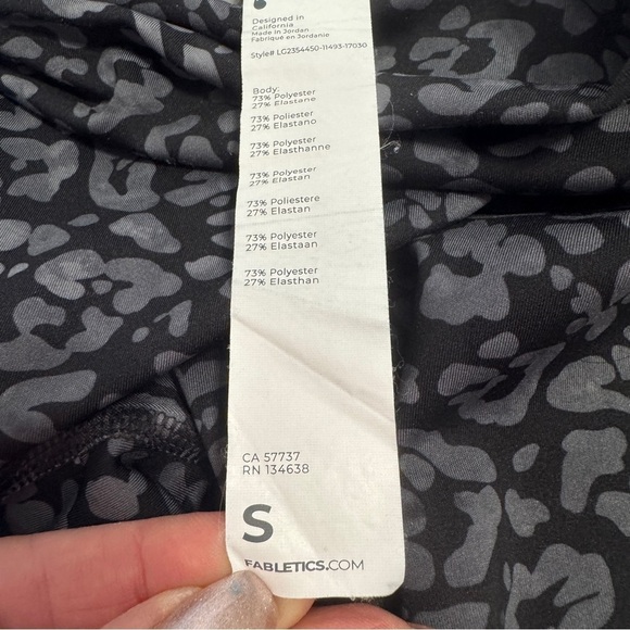 Fabletics Motion365+ Leggings Tonal Black Water Print | Size Small - Picture 5 of 11